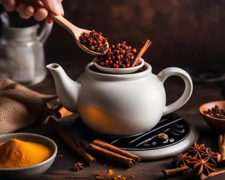 chá contra candidíase feito com cravo sendo preparado em um bule no fogão