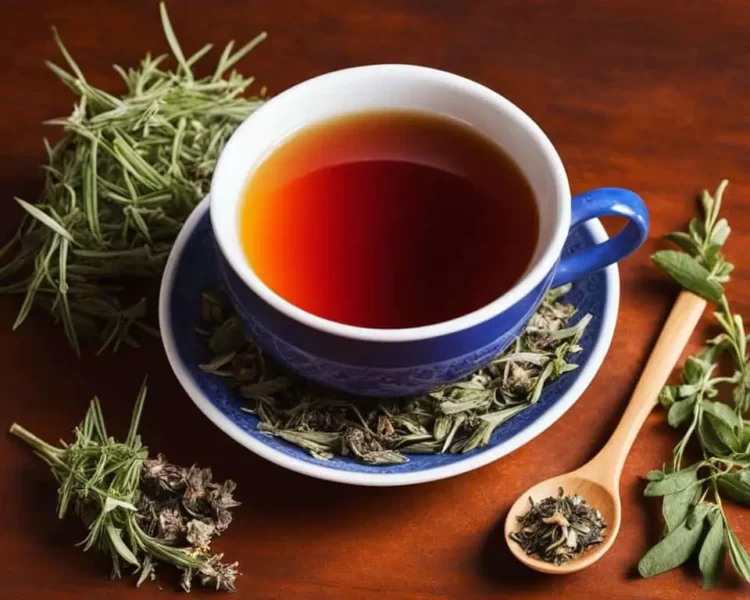 xicara de chá preparada com ervas e plantas antifúngicas