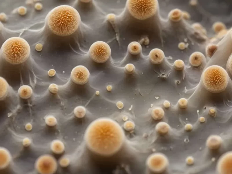 colonia dos fungos Candida albicans na pele em visão macroscópica 