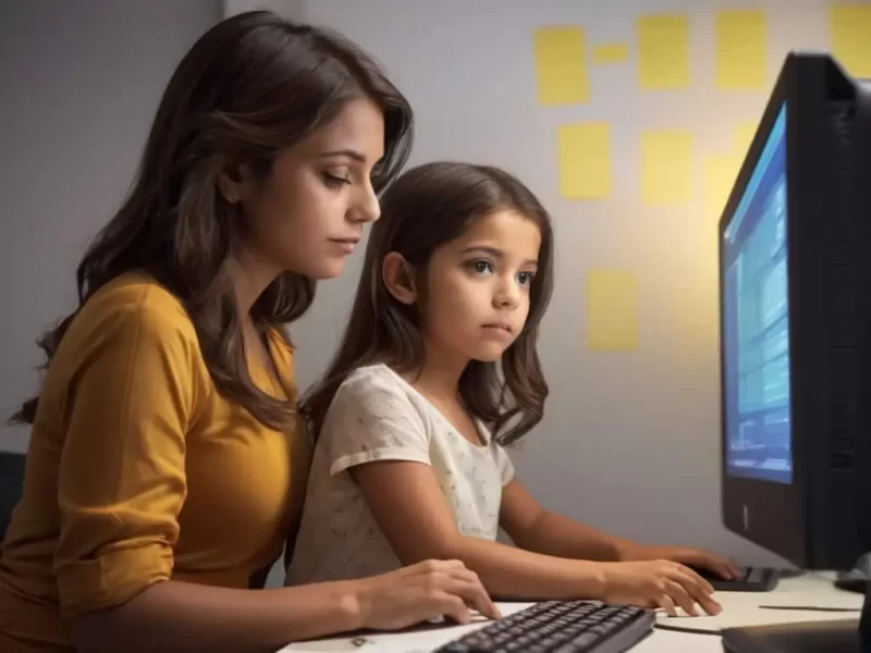 mãe e filha sentadas no computador pesquisando sobre fatores genetios e candidíase recorrente
