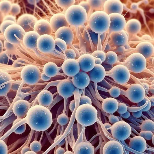 imagem por microscópio de cepas de fungos que causam micoses na pele humana