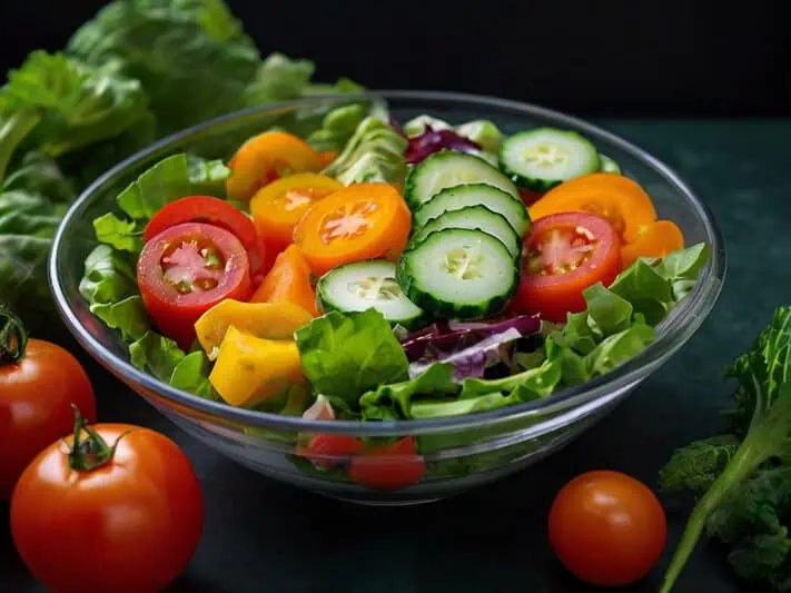 imagem de um prato de salada com alimentos apropriados em dieta para candidíase