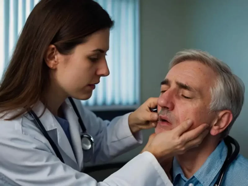 imagem de uma médica diagnosticando a candidíase orofaríngea e esofágica