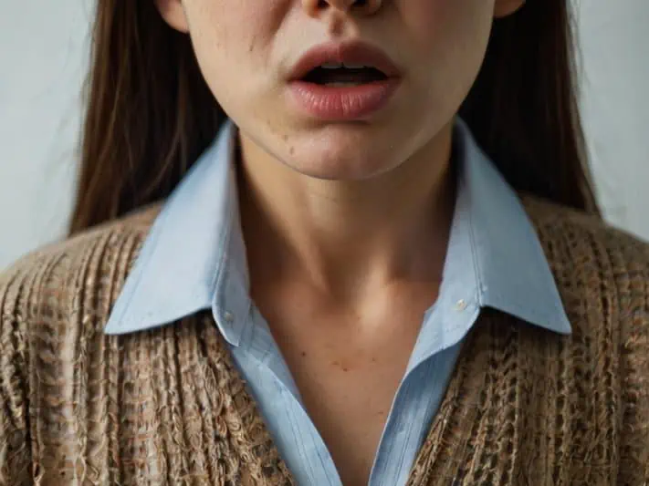 imagem da boca de uma mulher com candidíase no esôfago