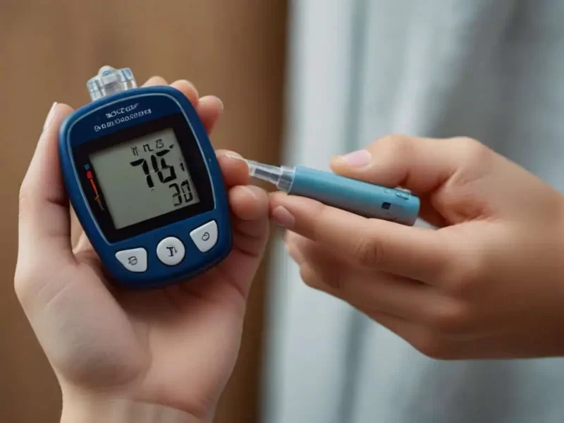 imagem de mãos manipulando medidor de glicose para diabeticos